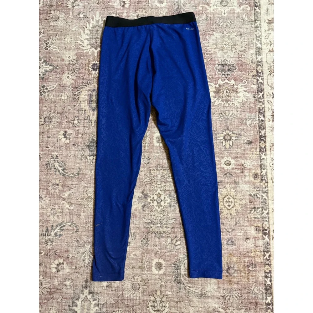 Nike Pro Dri-FIT Blue Snakeskin Embossed Leggings‎ Women's Large 695590-455